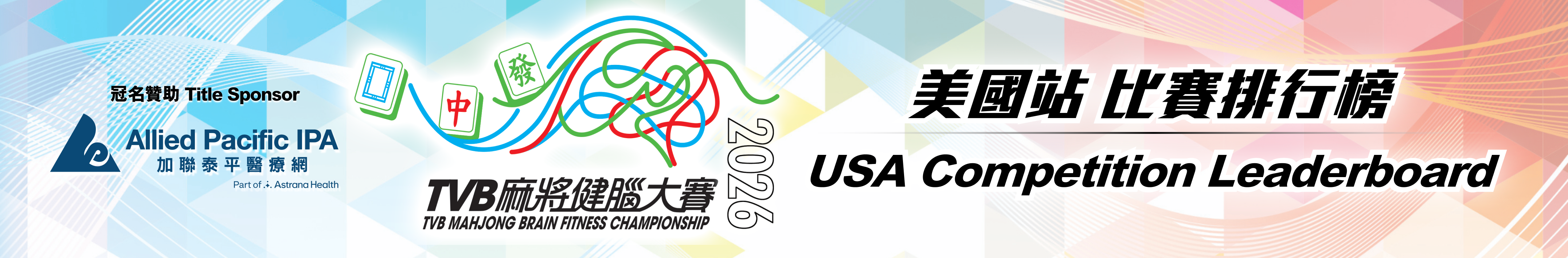 TVB Mahjong Brain Fitness Championship 2026 — USA Competition Leaderboard